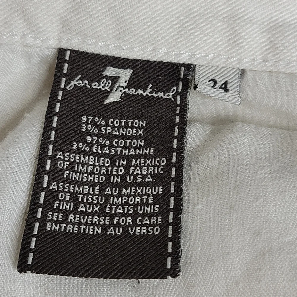 7 For All Mankind Natural Denim Cropped Ankle Distressed Jeans Size 24 - Picture 9 of 12